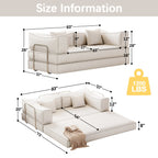 Canapé-lit convertible rembourré 83 en velours côtelé, futon pliable avec 2 oreillers