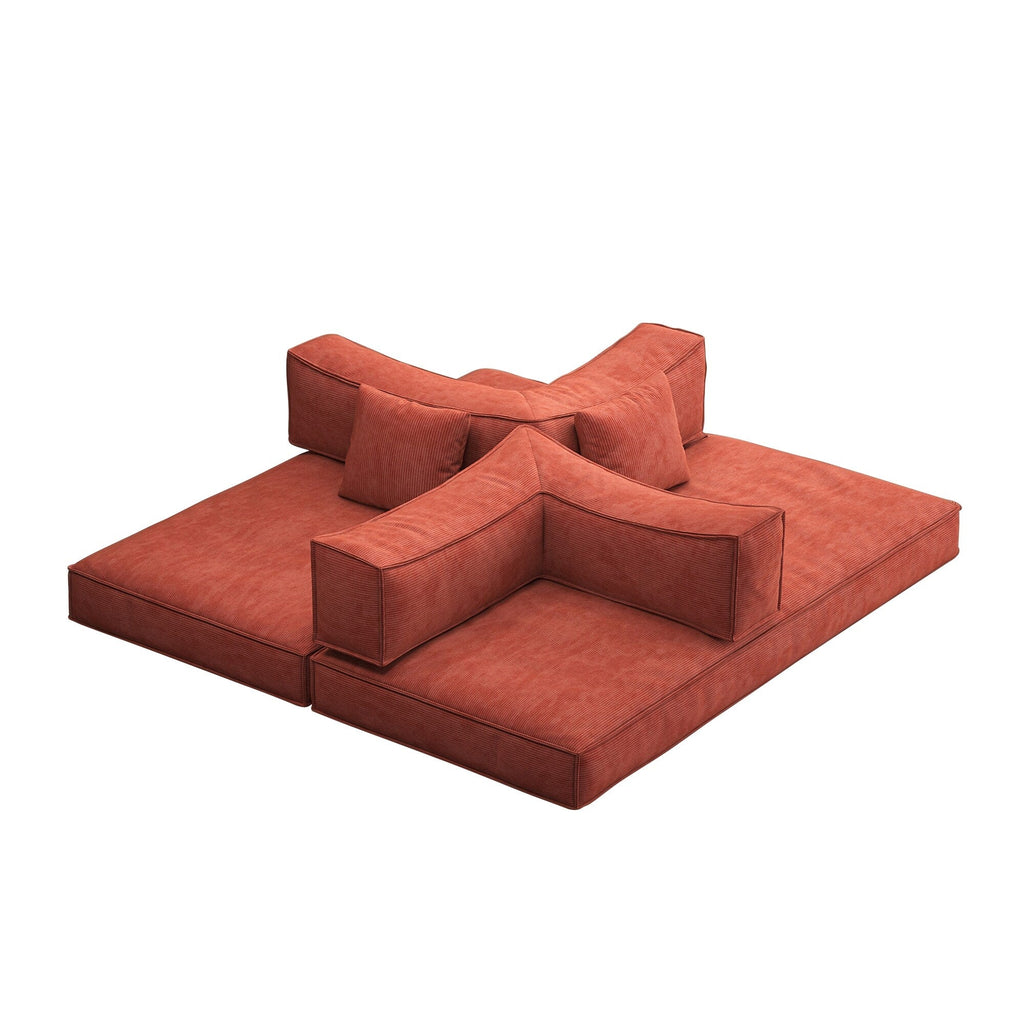 Canapé-lit convertible rembourré 83 en velours côtelé, futon pliable avec 2 oreillers