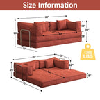 Canapé-lit convertible rembourré 83 en velours côtelé, futon pliable avec 2 oreillers