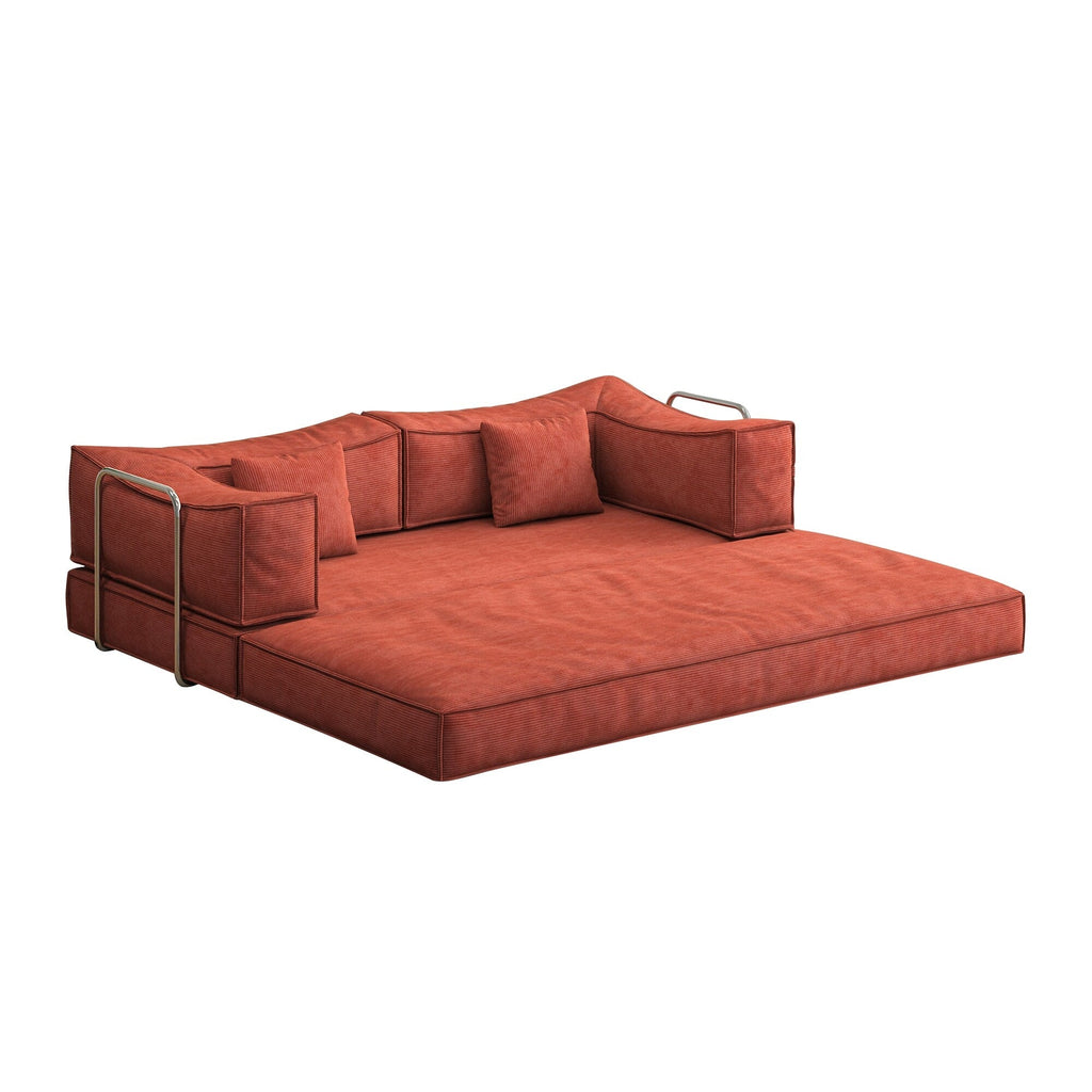 Canapé-lit convertible rembourré 83 en velours côtelé, futon pliable avec 2 oreillers