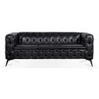 Canapé 3 places traditionnel en polyuréthane 84.06 avec accoudoirs carrés et coussins amovibles, assise à ressorts ensachés et base en fer