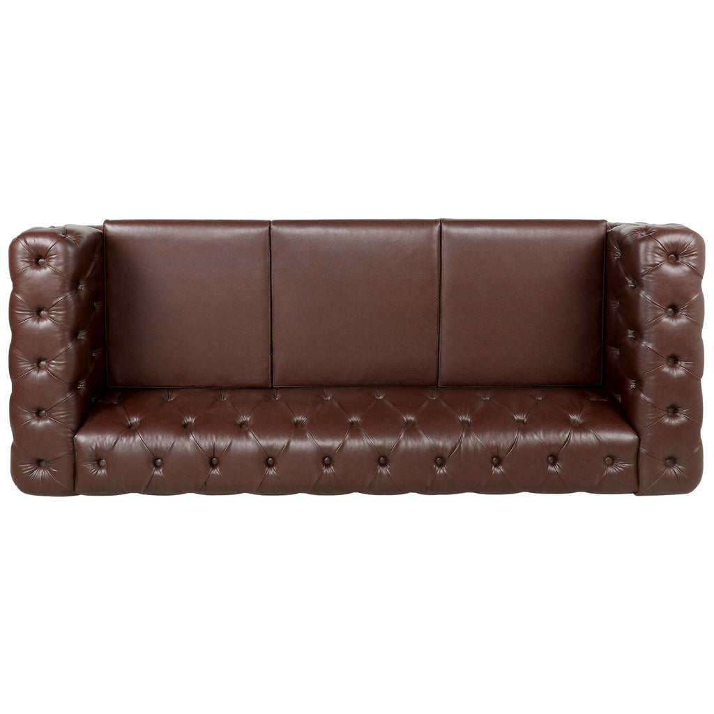 Canapé 3 places traditionnel en polyuréthane 84.06 avec accoudoirs carrés et coussins amovibles, assise à ressorts ensachés et base en fer