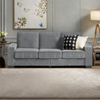 Canapé 3 places en velours côtelé 84,25 avec accoudoirs porte-gobelets - Coussins en éponge haute densité et à ressorts