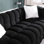 84.3 Luxueux grand canapé Boucle 3 places rembourré Marshmallow avec 2 coussins décoratifs carrés et accoudoir carré