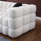 84.3 Luxueux grand canapé Boucle 3 places rembourré Marshmallow avec 2 coussins décoratifs carrés et accoudoir carré