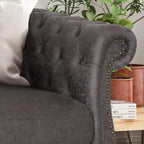 Canapé 3 places en velours de 84,5 pouces avec tissu doux, assise généreuse et structure légère