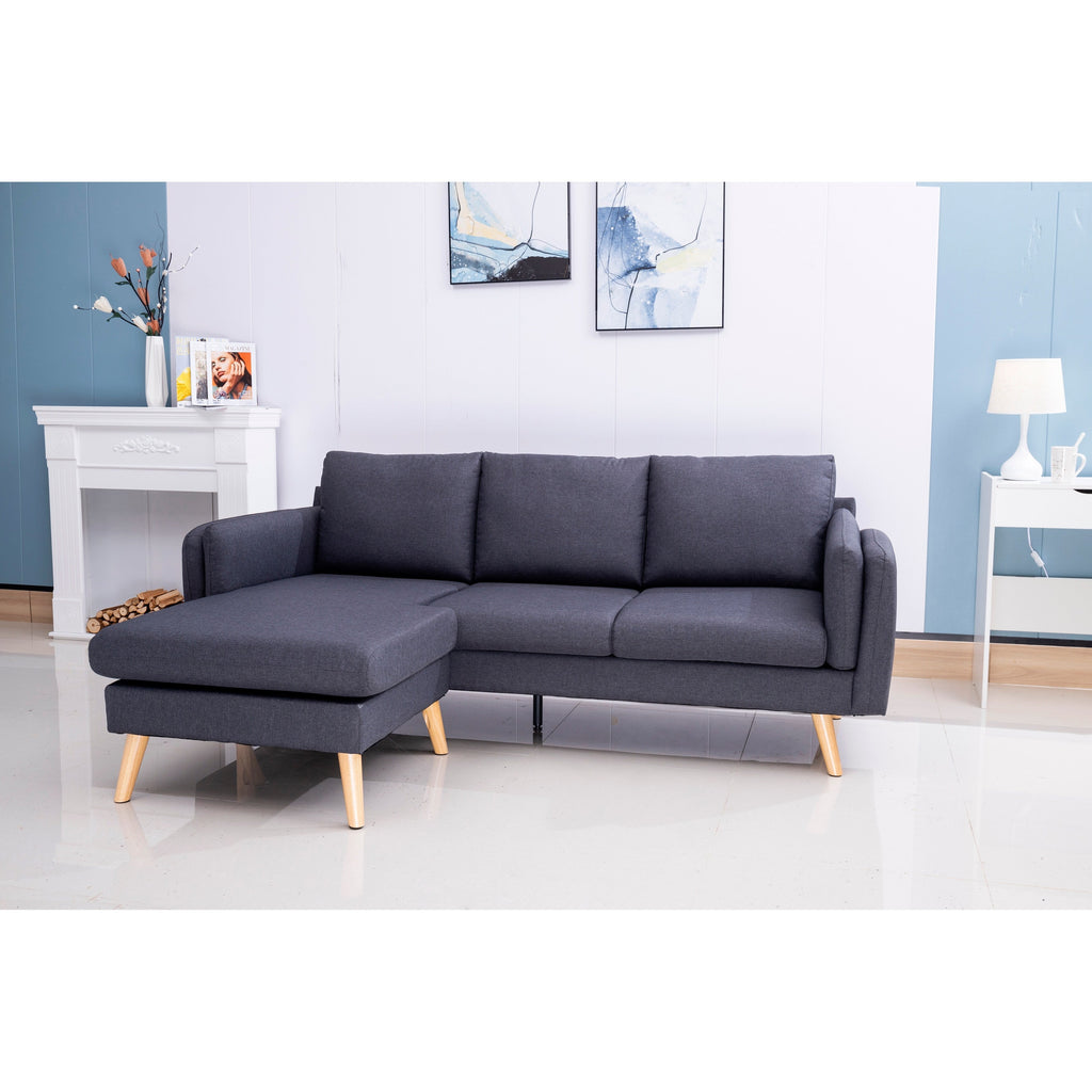 Canapé en L de 84,6 pouces avec repose-pieds interchangeables - Idéal pour le salon et l'appartement
