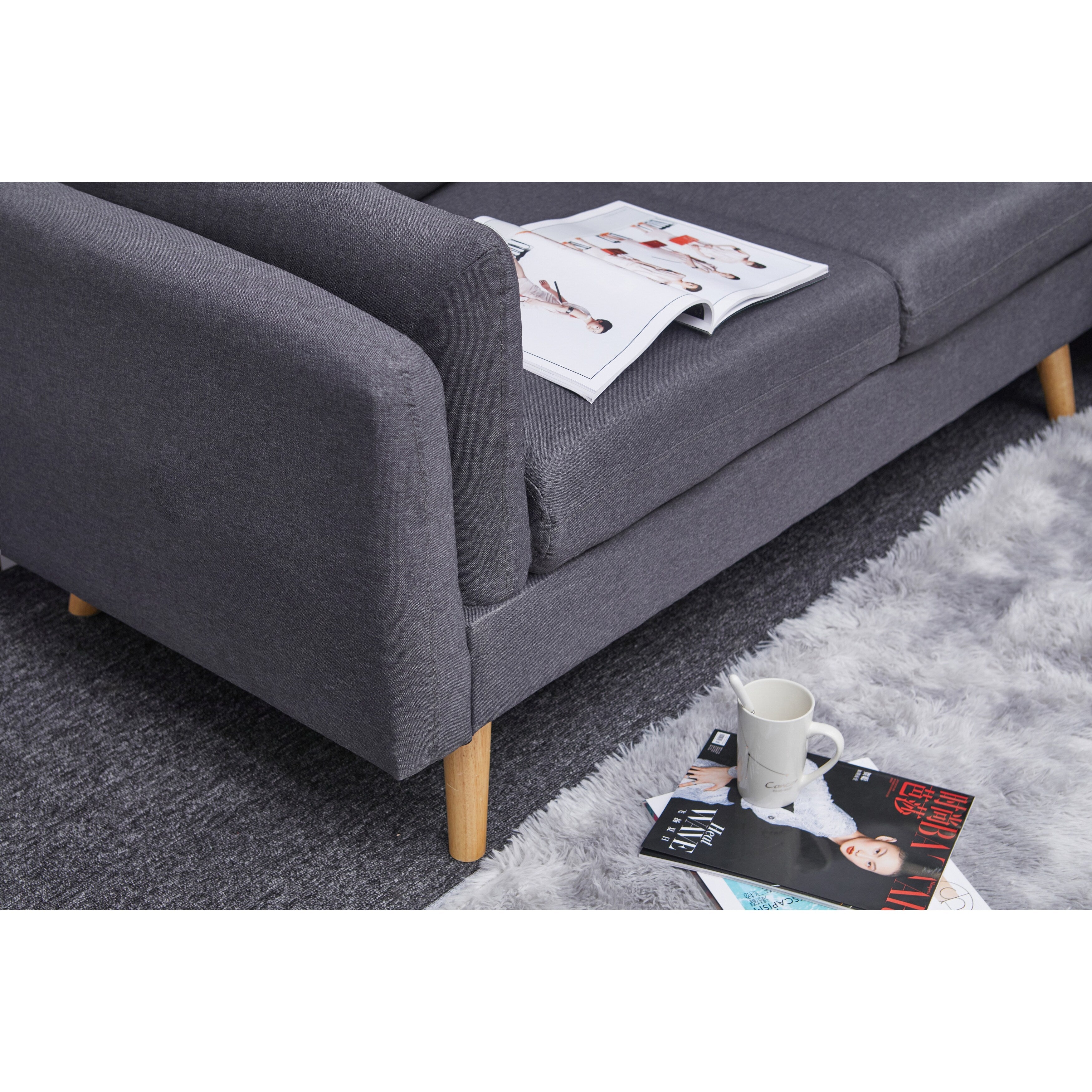 Canapé en L de 84,6 pouces avec repose-pieds interchangeables - Idéal pour le salon et l'appartement