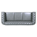 Canapé Chesterfield capitonné en similicuir avec accoudoirs roulés (84,65 po)