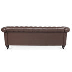 Canapé Chesterfield capitonné en similicuir avec accoudoirs roulés (84,65 po)
