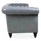 Canapé Chesterfield capitonné en similicuir avec accoudoirs roulés (84,65 po)