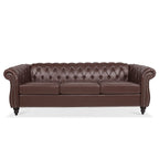 Canapé Chesterfield capitonné en similicuir avec accoudoirs roulés (84,65 po)