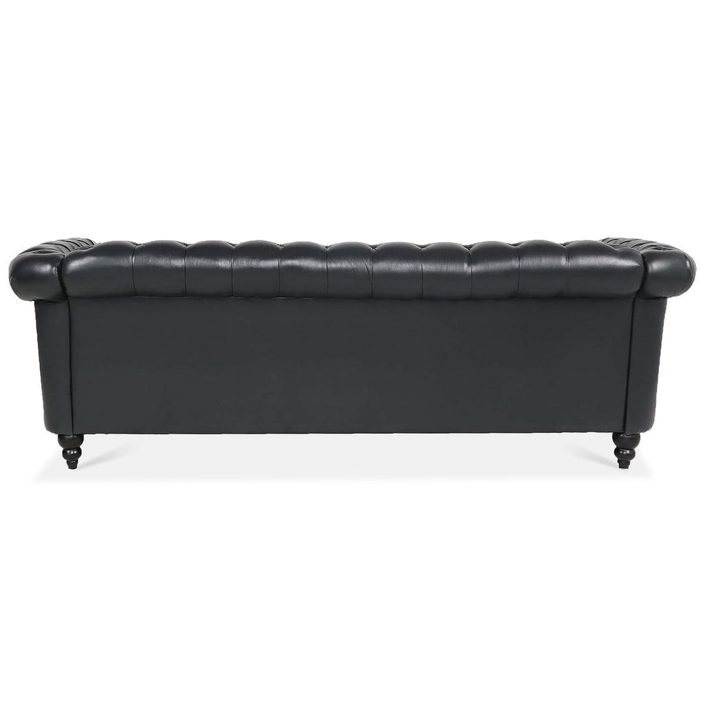 Canapé Chesterfield capitonné en similicuir avec accoudoirs roulés (84,65 po)