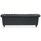 Canapé Chesterfield capitonné en similicuir avec accoudoirs roulés (84,65 po)