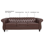Canapé Chesterfield capitonné en similicuir avec accoudoirs roulés (84,65 po)