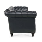 Canapé Chesterfield capitonné en similicuir avec accoudoirs roulés (84,65 po)
