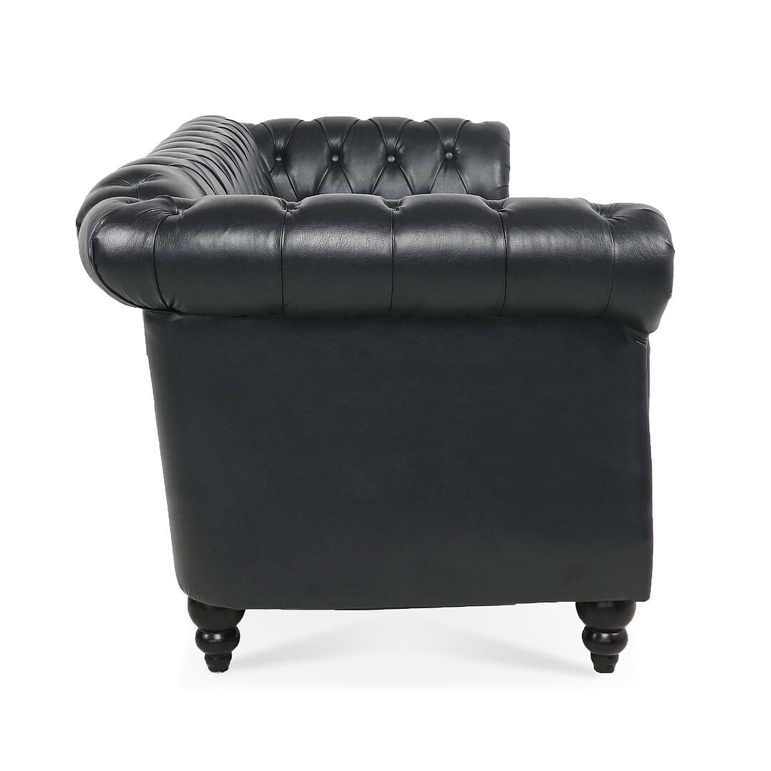 Canapé Chesterfield capitonné en similicuir avec accoudoirs roulés (84,65 po)