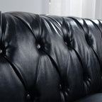 Canapé Chesterfield capitonné en similicuir avec accoudoirs roulés (84,65 po)