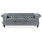 Canapé Chesterfield capitonné en similicuir avec accoudoirs roulés (84,65 po)