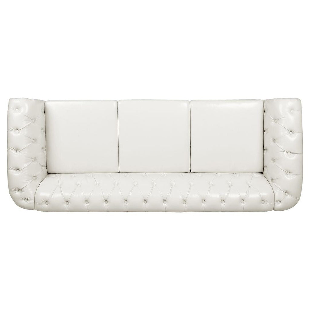 Canapé Chesterfield capitonné en similicuir avec accoudoirs roulés (84,65 po)