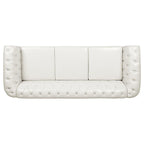 Canapé Chesterfield capitonné en similicuir avec accoudoirs roulés (84,65 po)