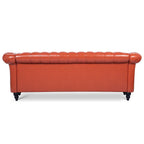 Canapé Chesterfield capitonné en similicuir avec accoudoirs roulés (84,65 po)