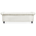 Canapé Chesterfield capitonné en similicuir avec accoudoirs roulés (84,65 po)