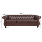 Canapé Chesterfield capitonné en similicuir avec accoudoirs roulés (84,65 po)