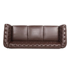 Canapé Chesterfield capitonné en similicuir avec accoudoirs roulés (84,65 po)