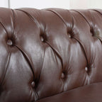 Canapé Chesterfield capitonné en similicuir avec accoudoirs roulés (84,65 po)