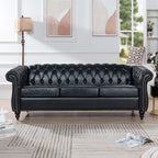 Canapé Chesterfield capitonné en similicuir avec accoudoirs roulés (84,65 po)