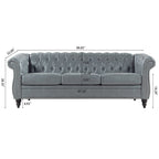Canapé Chesterfield capitonné en similicuir avec accoudoirs roulés (84,65 po)