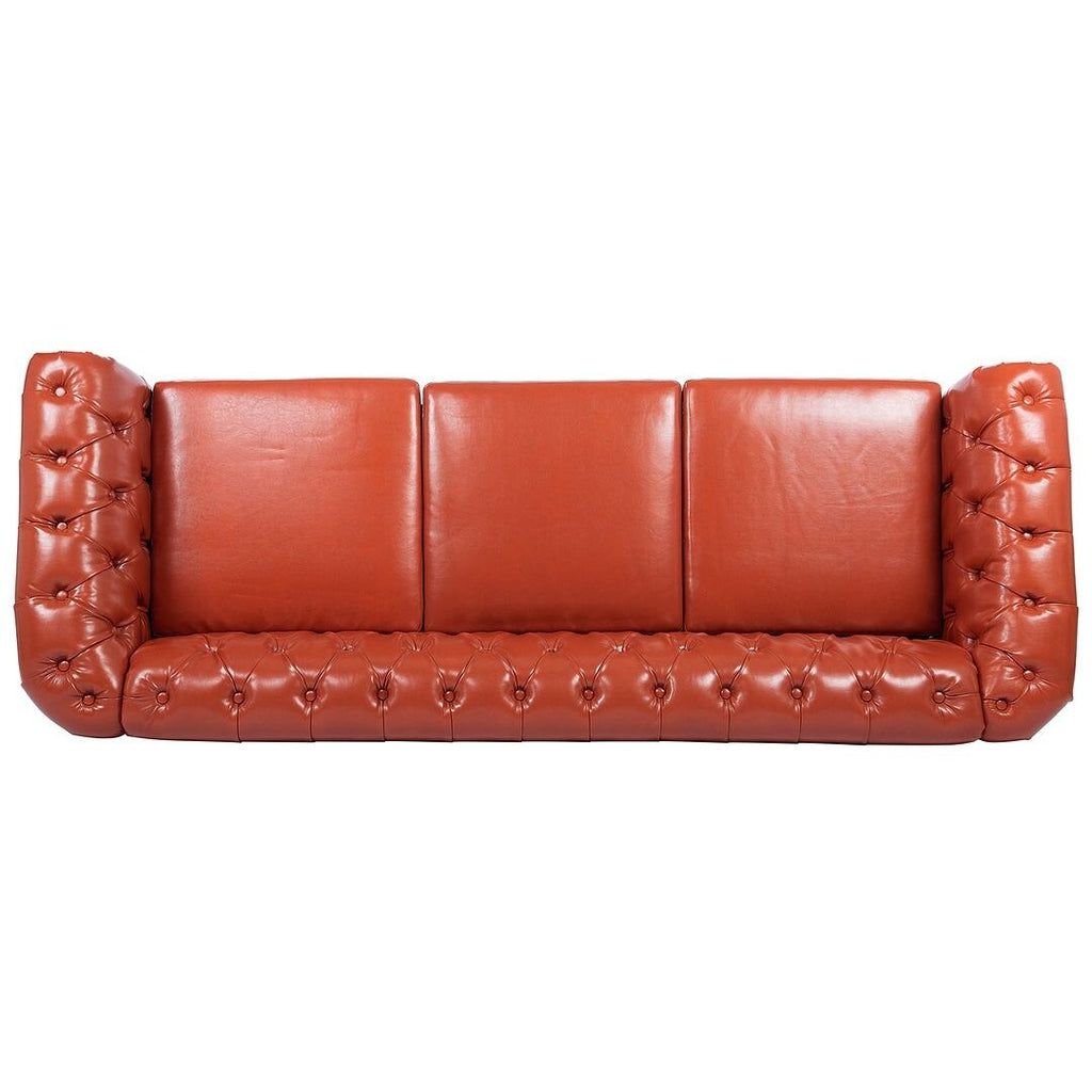 Canapé Chesterfield capitonné en similicuir avec accoudoirs roulés (84,65 po)