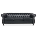 Canapé Chesterfield capitonné en similicuir avec accoudoirs roulés (84,65 po)