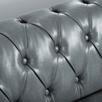 Canapé Chesterfield capitonné en similicuir avec accoudoirs roulés (84,65 po)