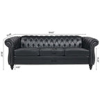 Canapé Chesterfield capitonné en similicuir avec accoudoirs roulés (84,65 po)