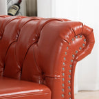 Canapé Chesterfield capitonné en similicuir avec accoudoirs roulés (84,65 po)