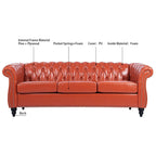 Canapé Chesterfield capitonné en similicuir avec accoudoirs roulés (84,65 po)