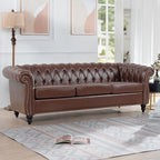 Canapé Chesterfield capitonné en similicuir avec accoudoirs roulés (84,65 po)