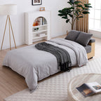 Canapé-lit convertible 3 places en coton et lin (84,65 €) avec pouf de rangement, table rabattable et 2 tiroirs