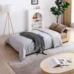 Canapé-lit convertible 3 places en coton et lin (84,65 €) avec pouf de rangement, table rabattable et 2 tiroirs