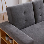 Canapé-lit convertible 3 places en coton et lin (84,65 €) avec pouf de rangement, table rabattable et 2 tiroirs