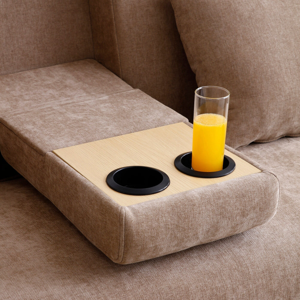 Canapé-lit convertible 3 places en coton et lin (84,65 €) avec pouf de rangement, table rabattable et 2 tiroirs