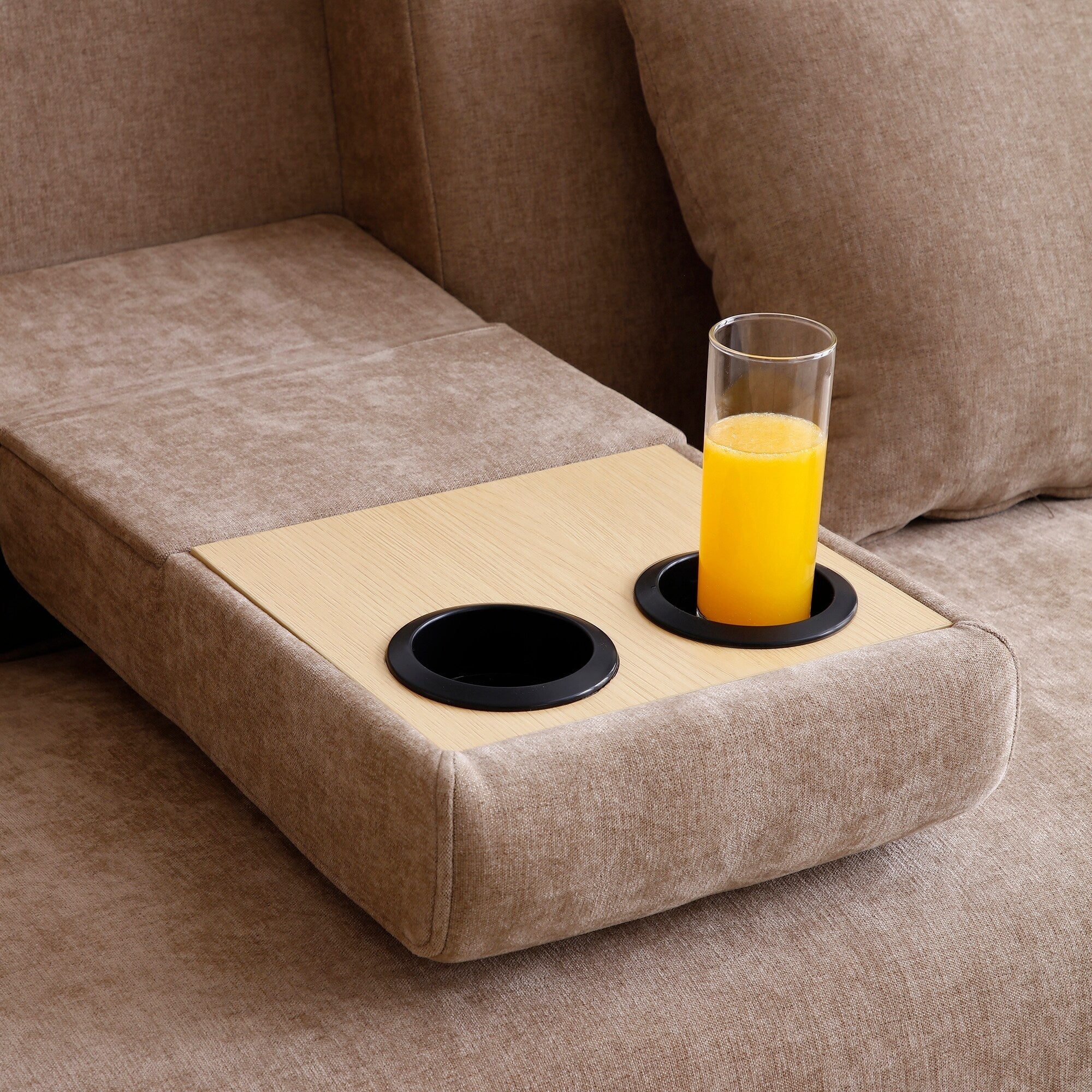 Canapé-lit convertible 3 places en coton et lin (84,65 €) avec pouf de rangement, table rabattable et 2 tiroirs