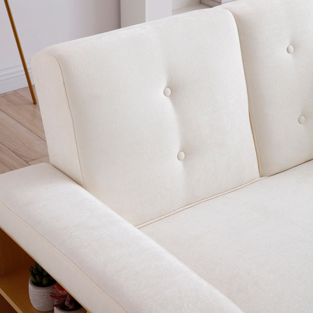 Canapé-lit convertible 3 places en coton et lin (84,65 €) avec pouf de rangement, table rabattable et 2 tiroirs