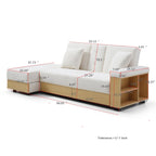 Canapé-lit convertible 3 places en coton et lin (84,65 €) avec pouf de rangement, table rabattable et 2 tiroirs