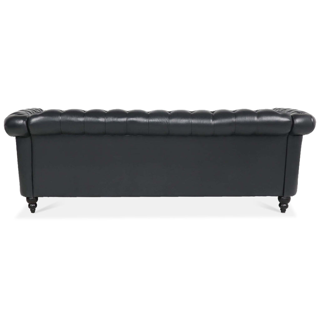 Canapé Chesterfield en similicuir avec accoudoirs roulés (3 places)