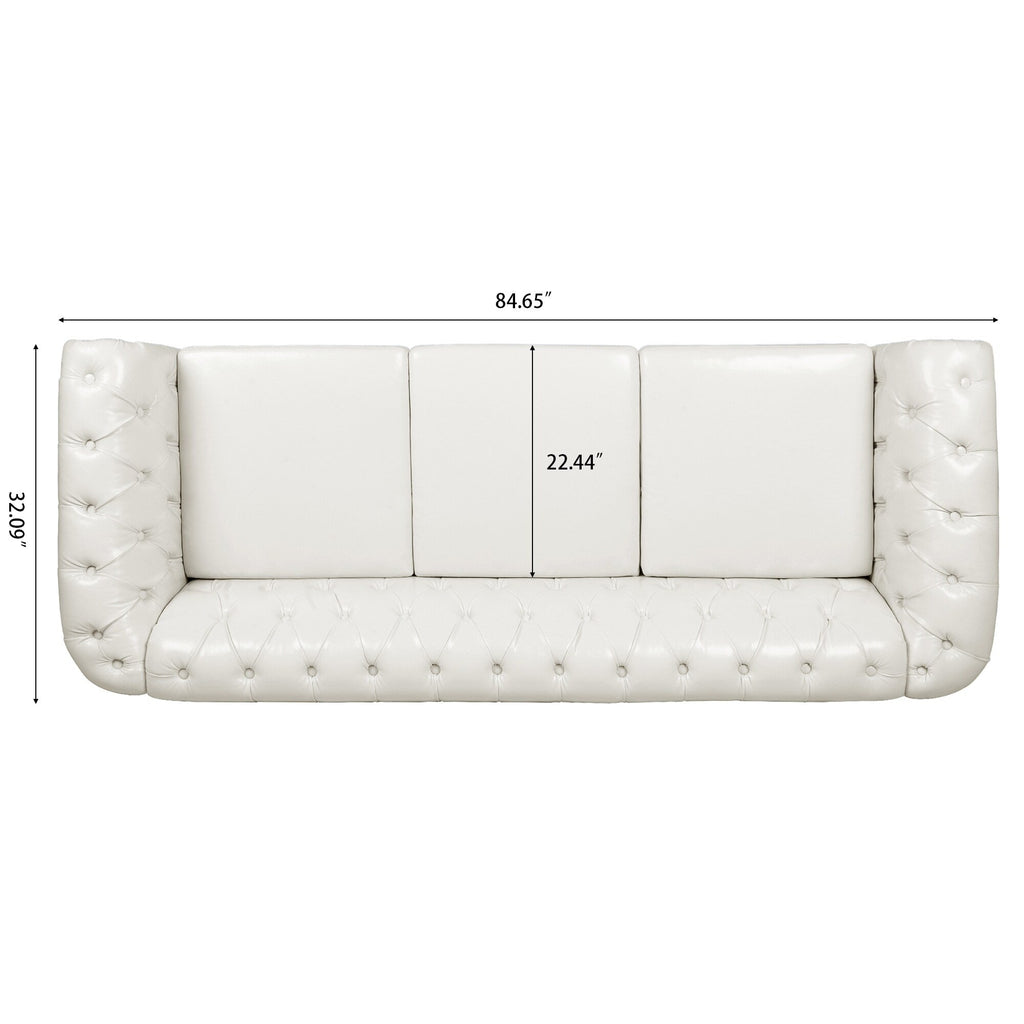 Canapé Chesterfield en similicuir avec accoudoirs roulés (3 places)