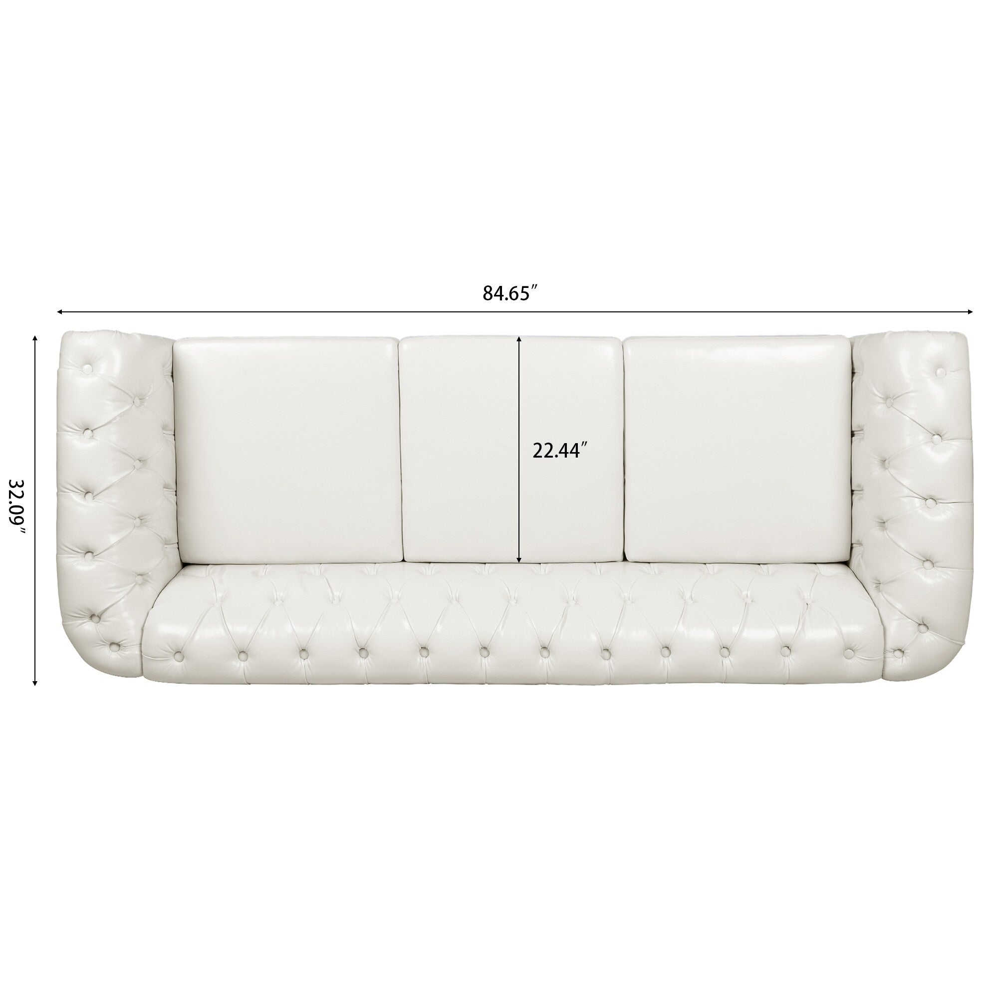 Canapé Chesterfield en similicuir avec accoudoirs roulés (3 places)