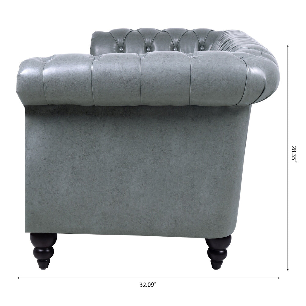 Canapé Chesterfield en similicuir avec accoudoirs roulés (3 places)